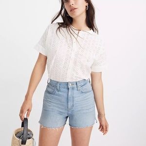 Madwell Eyelet Boxy Button-Down Shirt, Size XS